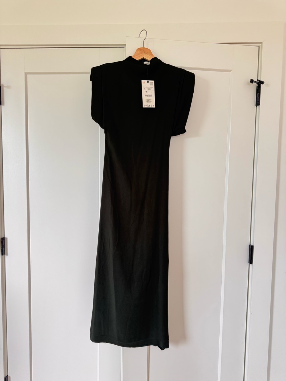 Zara Black Maxi Dress with Padded Shoulders